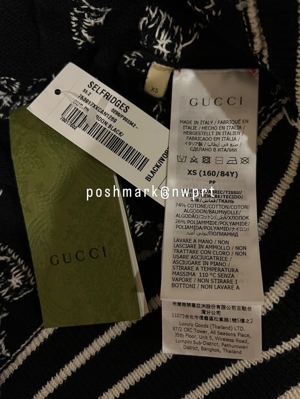 GUCCI GG Supreme Logo Cardigan Sweater Black Ivory White Cotton XS 0 2 - Picture 9 of 14